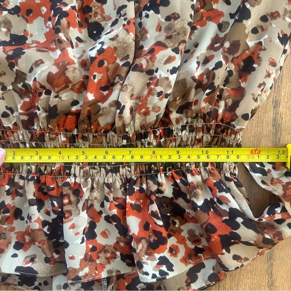 Victor Alfaro Collective Blouse Brown Painted Floral Peplum Top Size XS - Picture 7 of 13